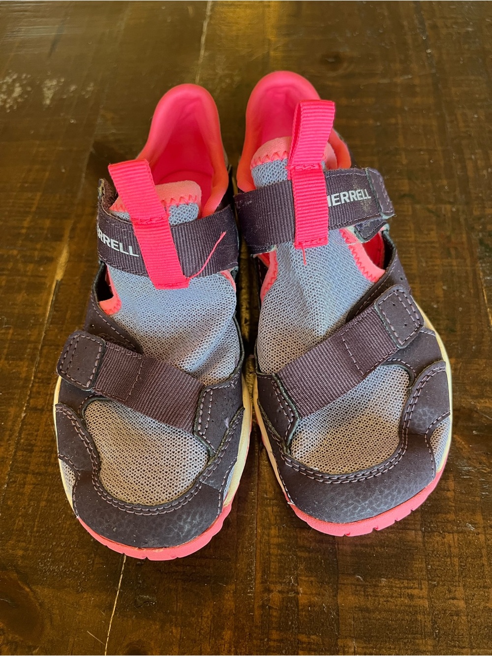 💜 Merrell Toddler Girls Sport Sandals Size 12M Purple Pink Coral 💜LIKE NEW